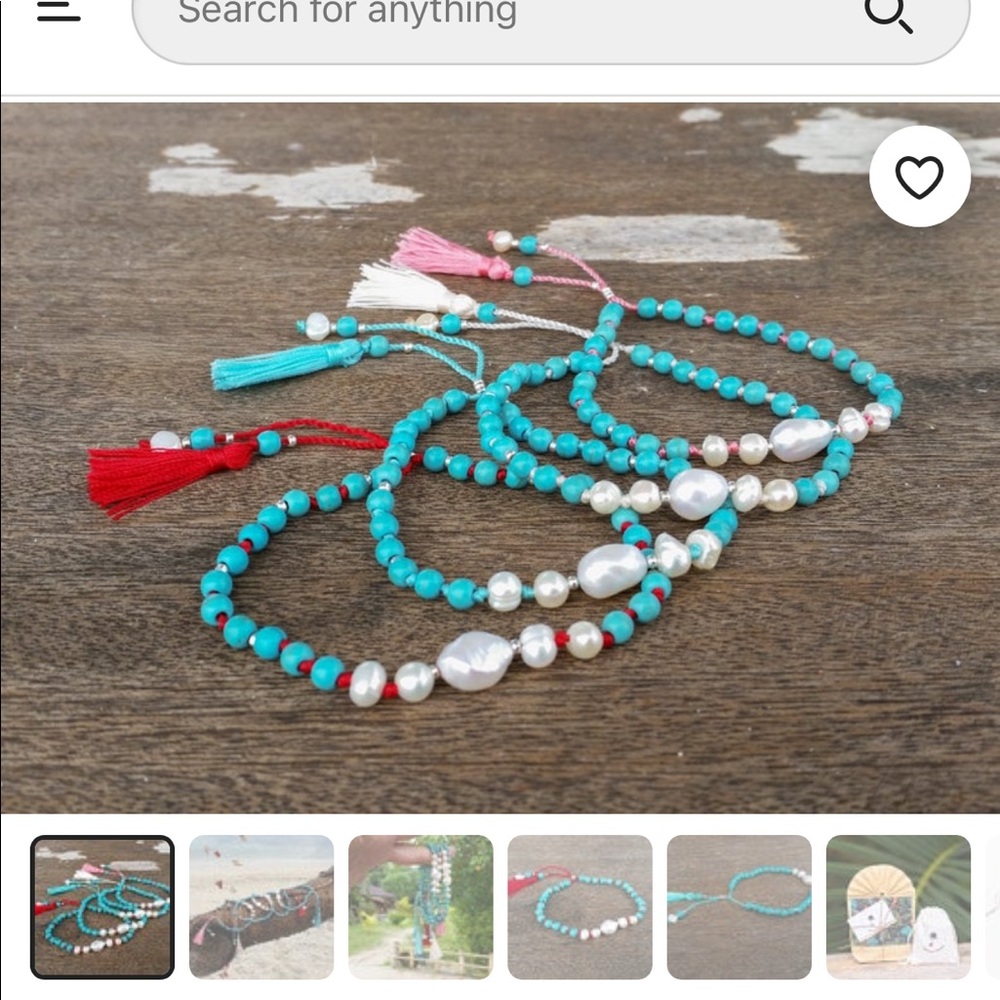 Handmade Pearl Beaded Blue Bracelets